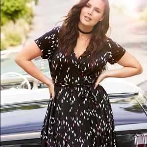 Torrid Faux Wrap Dress Speckled Print Belt Size 2X